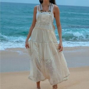 Boho Overall Dress Cream M